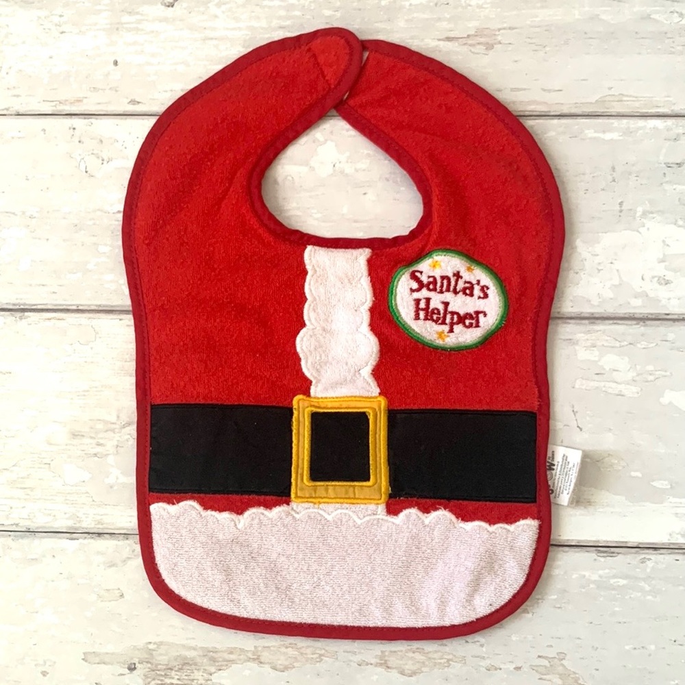 Baby Christmas Bib Terry Cloth Santa Helper Holiday Print Kids2Grow NEW